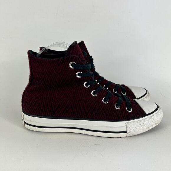 Converse Chuck Taylor All Star High Sneaker Women 7 Red Zig Zag Skateboard Shoes - Picture 2 of 10